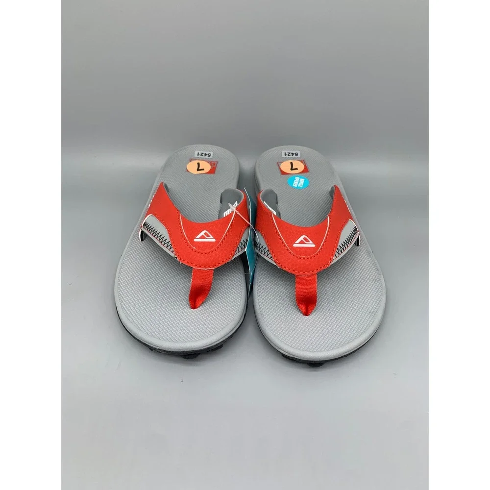Reef Fanning Tailgate Gray Red Bottle Opener Sandals  Men's Sz 7